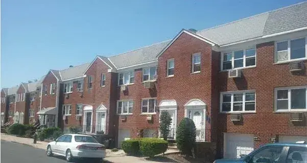 Bell Boulevard, attached brick houses in Bay Terrace