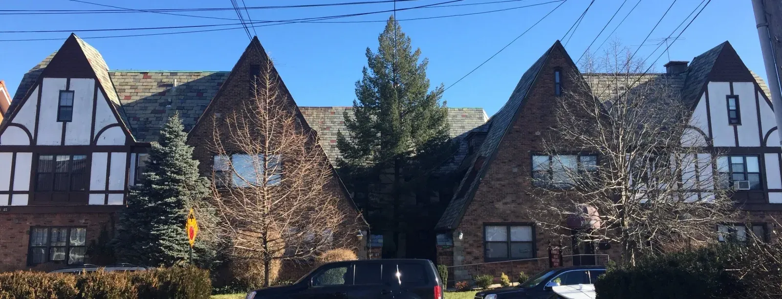 Bayside, Tudor-style brick houses on 210th Street
